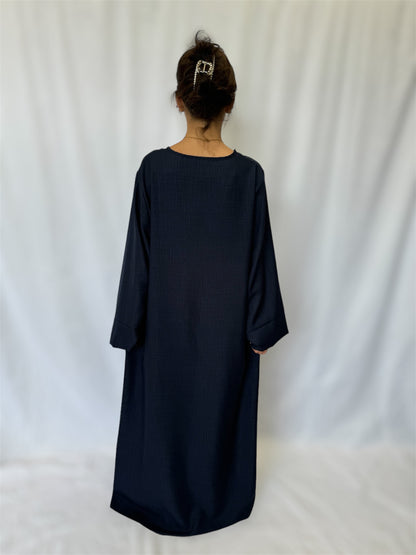 Linen look abaya wide sleeves