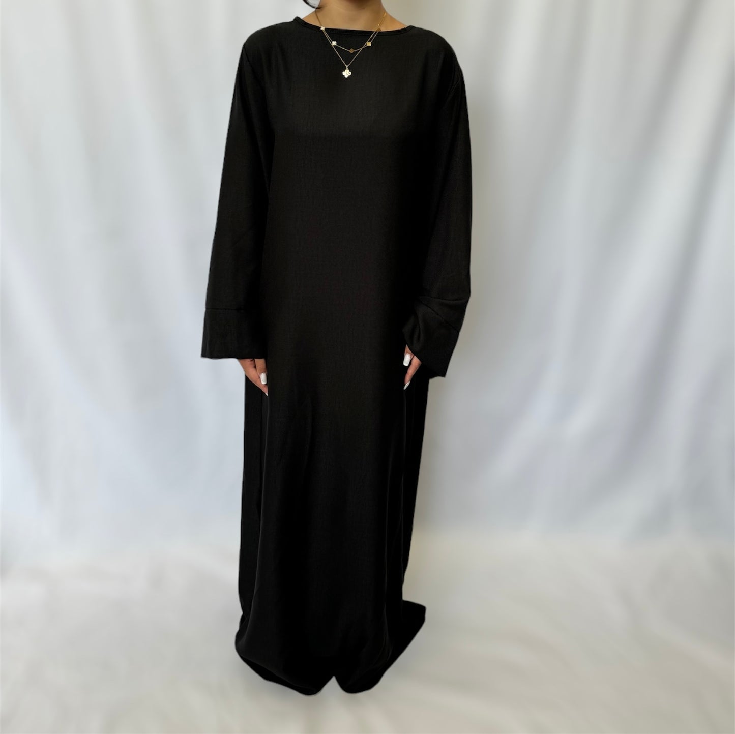 Linen look abaya wide sleeves