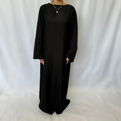 Linen look abaya wide sleeves