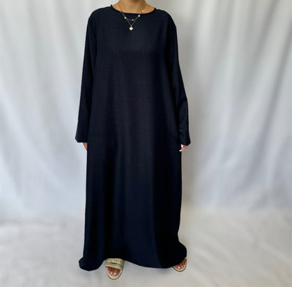 Linen look abaya wide sleeves