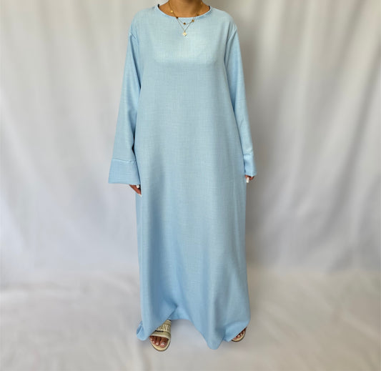 Linen look abaya wide sleeves