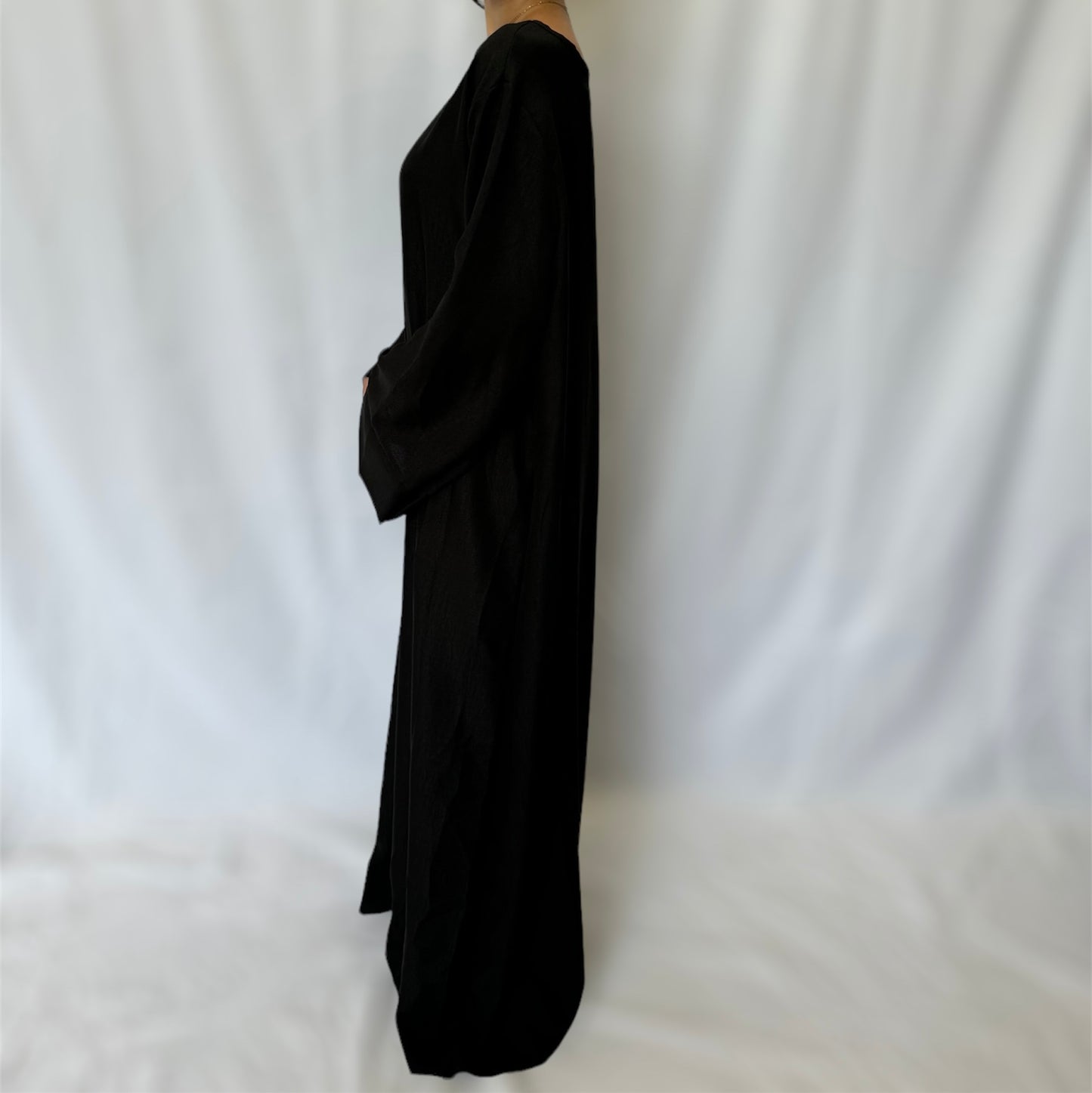 Linen look abaya wide sleeves