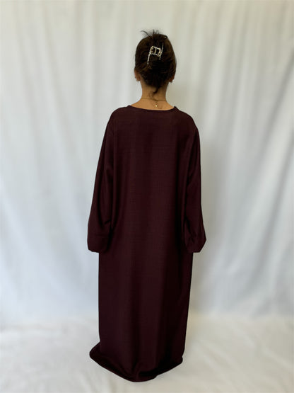 Linen look abaya wide sleeves