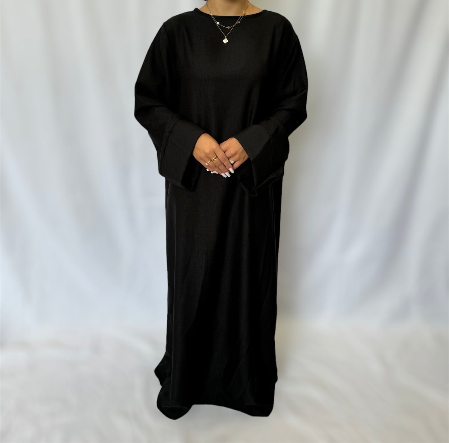 Linen look abaya wide sleeves