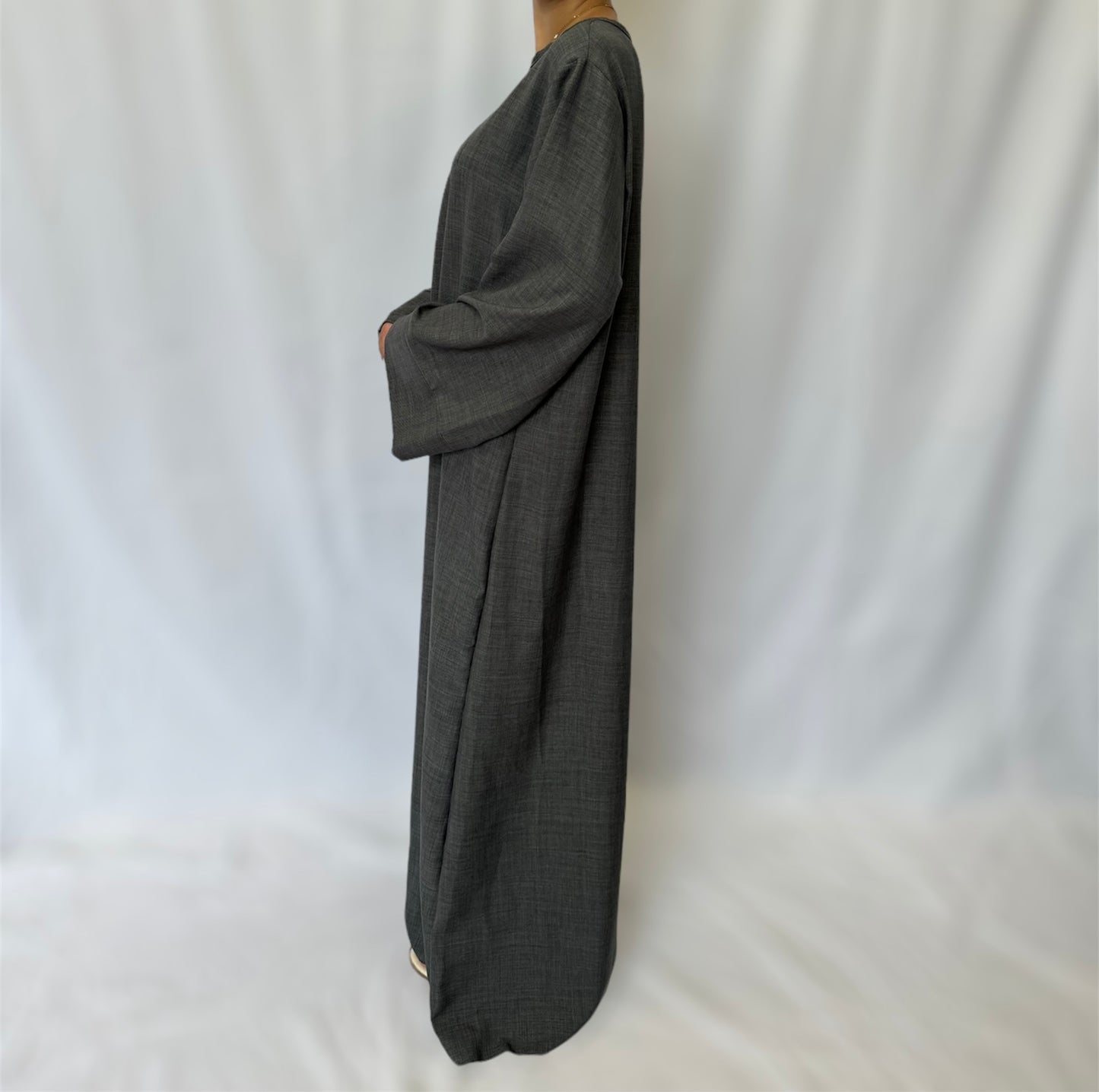 Linen look abaya wide sleeves