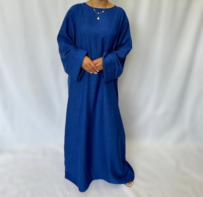 Linen look abaya wide sleeves