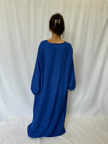 Linen look abaya wide sleeves