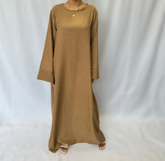 Linen look abaya wide sleeves