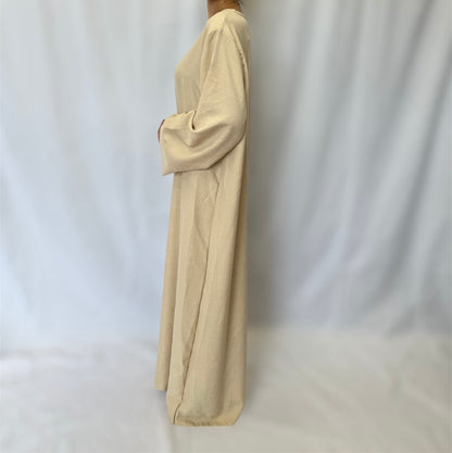 Linen look abaya wide sleeves