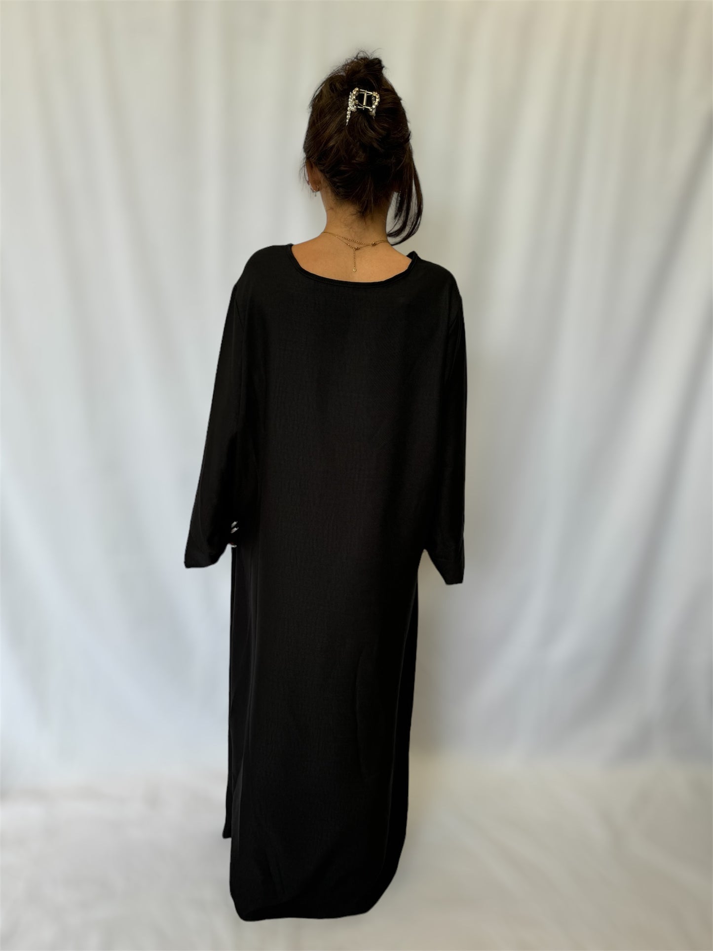 Linen look abaya wide sleeves