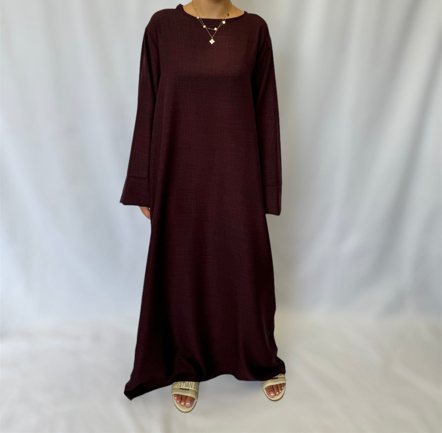 Linen look abaya wide sleeves