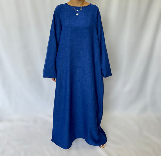 Linen look abaya wide sleeves