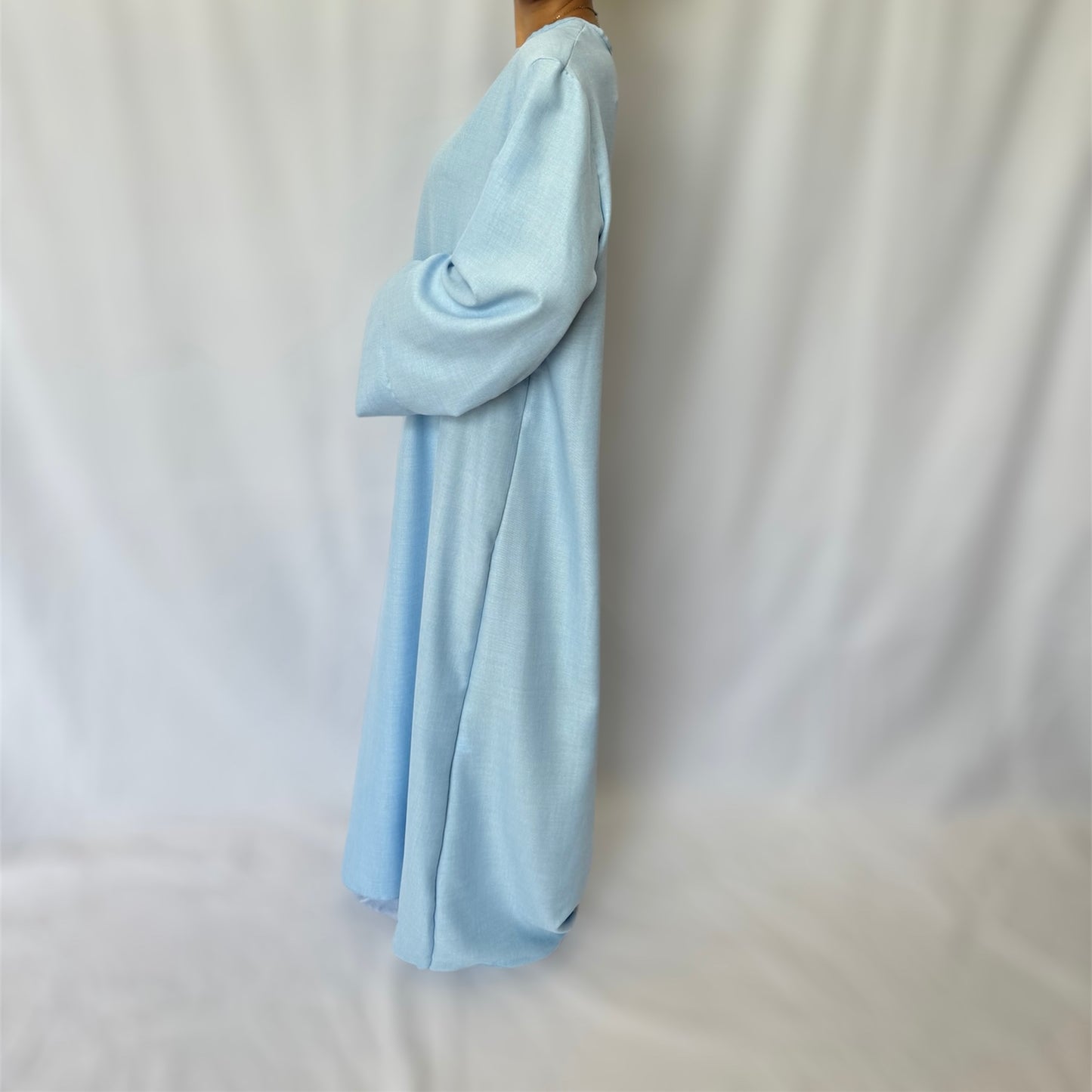 Linen look abaya wide sleeves