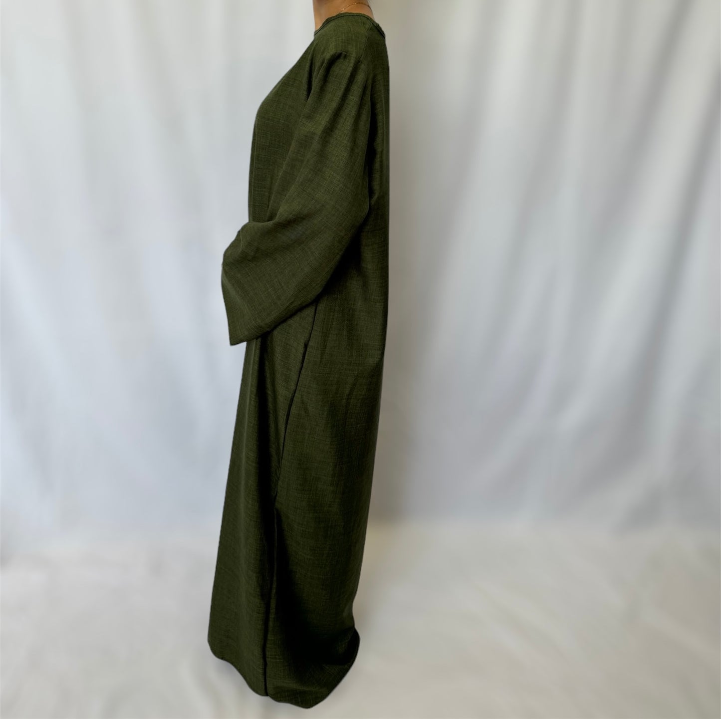 Linen look abaya wide sleeves